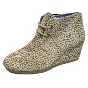 Toms Kala Leopard Cheetah Print Suede Wedge Bootie